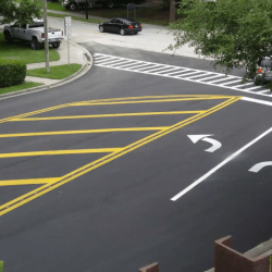 Arrow painted road indicating utilities carried work alamy pavement stock